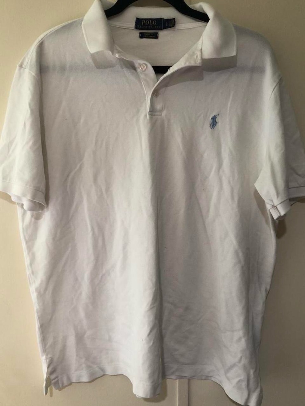 Polo by Ralph Lauren White Men’s Polo with Light Blue Logo